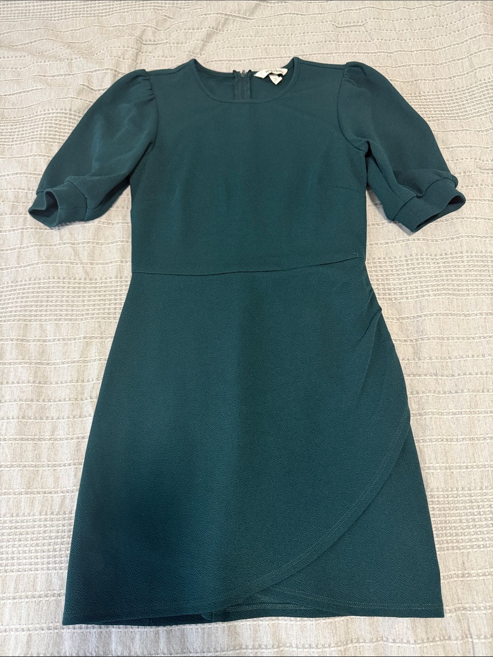 Speechless Dark Green Puff-Sleeve Mini Dress